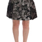 Dolce & Gabbana Black Silver Brocade Floral Skirt