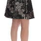 Dolce & Gabbana Black Silver Brocade Floral Skirt