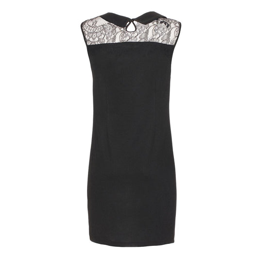 Maison Espin Black Sleeveless Lace Crystal Neckline Dress