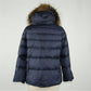 Emilio Romanelli Blue Down Puffer Fur Hooded Jacket