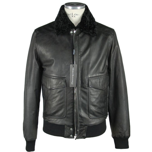 Emilio Romanelli Black Leather Jacket