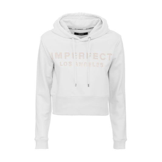 Imperfect White Rhinestone Logo Cropped Hoodie