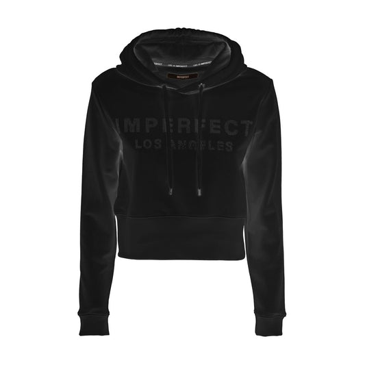 Imperfect Black Rhinestone Logo Cropped Hoodie