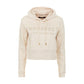 Imperfect Beige Rhinestone Logo Cropped Hoodie