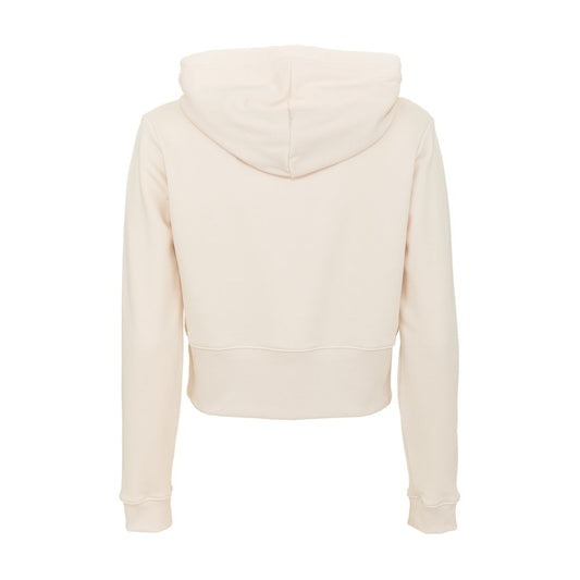 Imperfect Beige Rhinestone Logo Cropped Hoodie