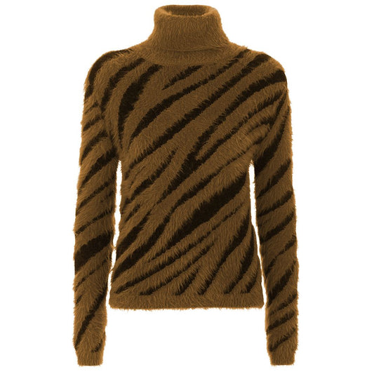 Imperfect Brown Zebra Stripe Turtleneck Sweater