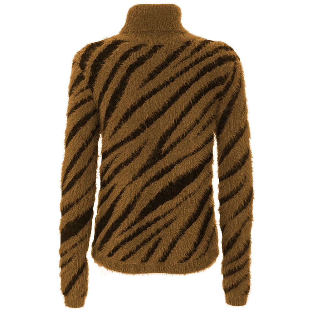 Imperfect Brown Zebra Stripe Turtleneck Sweater