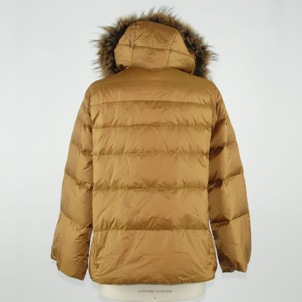 Emilio Romanelli Yellow Down Puffer Fur Hooded Jacket