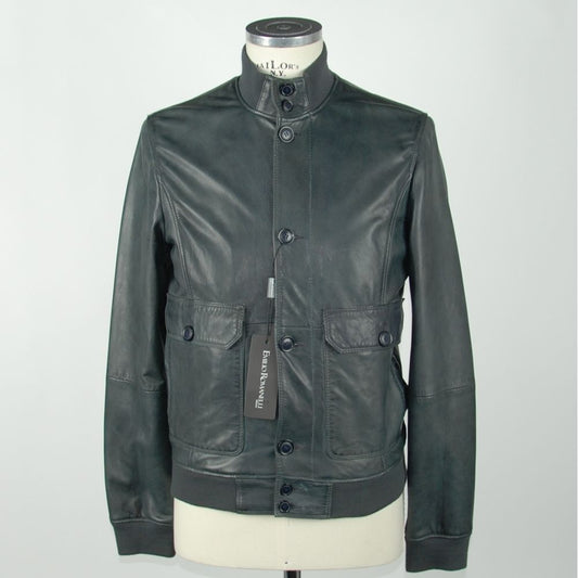 Emilio Romanelli Blue Leather Jacket