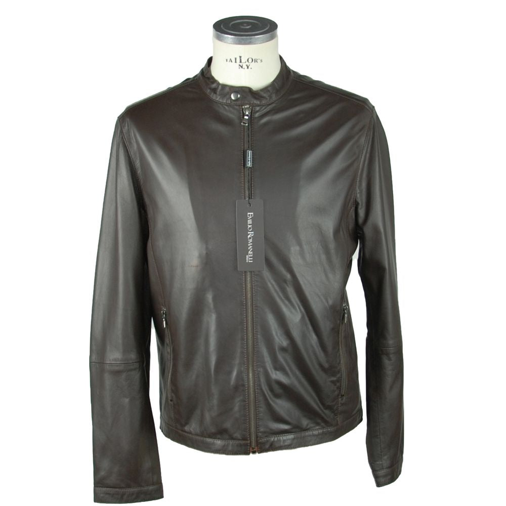 Emilio Romanelli Brown Leather Jacket