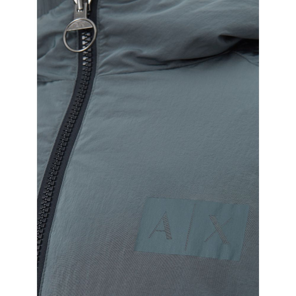 Armani Exchange Sophisticated Blue Logo Zip Hooded Jacket