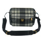 Versace Grey White Plaid Leather Crossbody Bag