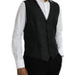 Dolce & Gabbana Black Wool Waistcoat Dress Formal Vest