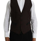 Dolce & Gabbana Brown Wool Waistcoat Dress Formal Vest