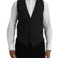 Dolce & Gabbana Black Cotton Waistcoat Dress Formal Vest