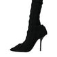 Dolce & Gabbana Black Stiletto Heels Mid Calf Boots Shoes