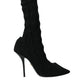 Dolce & Gabbana Black Stiletto Heels Mid Calf Boots Shoes