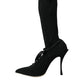 Dolce & Gabbana Black Stiletto Heels Mid Calf Boots Shoes