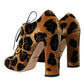 Dolce & Gabbana Brown Leopard Hair Lace Up Booties Shoes