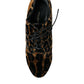 Dolce & Gabbana Brown Leopard Hair Lace Up Booties Shoes