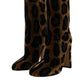 Dolce & Gabbana Brown Giraffe Leather Mid Calf Boots Shoes