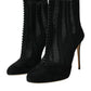 Dolce & Gabbana Black Mesh Stiletto Heels Ankle Boots Shoes