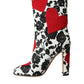 Dolce & Gabbana White Floral Hearts Leather High Boots Shoes