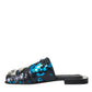 Dolce & Gabbana Blue Sequin Logo Slides Sandals Shoes