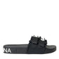 Dolce & Gabbana Black Neoprene Slides Flats Beachwear Shoes