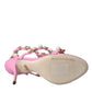 Dolce & Gabbana Pink Leather Embellished Heels Sandals Shoes