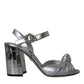 Dolce & Gabbana Silver Lambskin Leather Heels Sandals Shoes