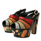 Dolce & Gabbana Multicolor Floral Crystal Platform Sandals Shoes