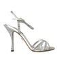 Dolce & Gabbana Silver Viscose Crystal Heels Sandals Shoes