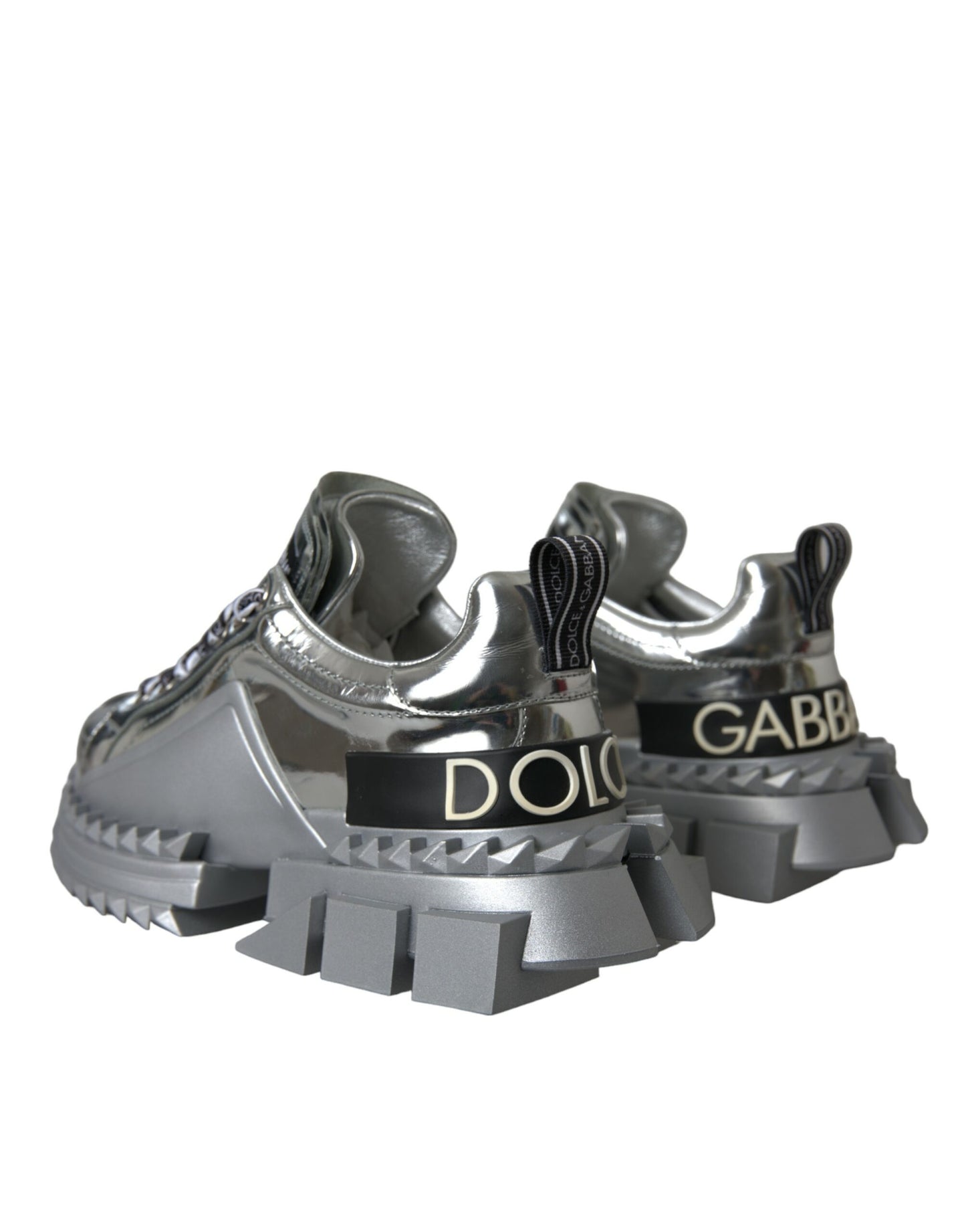 Dolce & Gabbana Silver Leather Super Queen Sneakers Shoes