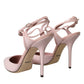 Dolce & Gabbana Pink Leather Ankle Strap Heels Pumps Shoes