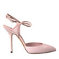 Dolce & Gabbana Pink Leather Ankle Strap Heels Pumps Shoes