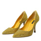 Dolce & Gabbana Yellow Strass Crystal Heels Pumps Shoes