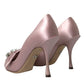 Dolce & Gabbana Pink Satin Crystal High Heels Pumps Shoes