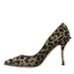 Dolce & Gabbana Black Gold Leopard Lurex Heels Pumps Shoes