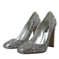 Dolce & Gabbana Silver Sequin Embellished Heels Pumps Shoes