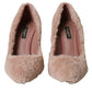 Dolce & Gabbana Light Pink Faux Fur Heels Pumps Shoes