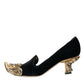 Dolce & Gabbana Black Velvet Embellished Heels Pumps Shoes