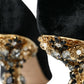 Dolce & Gabbana Black Velvet Embellished Heels Pumps Shoes