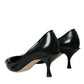 Dolce & Gabbana Black Leather BOOM Patch Heels Pumps Shoes