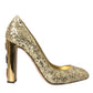 Dolce & Gabbana Gold Sequin Crystal Heels Pumps Shoes