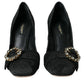 Dolce & Gabbana Black Brocade Crystals Heels Pumps Shoes