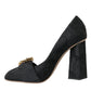 Dolce & Gabbana Black Brocade Crystals Heels Pumps Shoes