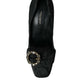 Dolce & Gabbana Black Brocade Crystals Heels Pumps Shoes