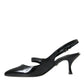 Dolce & Gabbana Black Leather Embellished Slingbacks Shoes