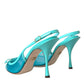 Dolce & Gabbana Blue Leather Mesh High Heels Slingback Shoes